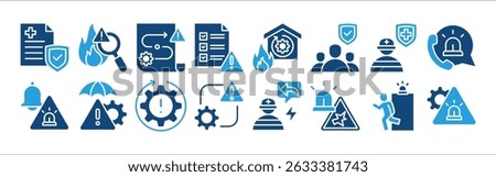 Incident management icon collection set. Containing response, emergency, notification, crisis, preparedness, recovery, mitigation icon. Simple flat vector.