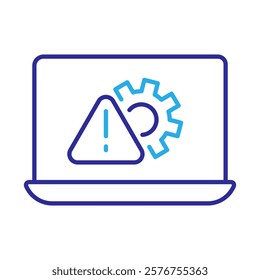 Incident Management Icon – Laptop with Warning Symbol Representing Risk Response