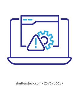 Incident Management Icon – Laptop with Warning Symbol Representing Risk Response