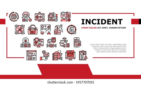 Incident Management Landing Web Page Header Banner Template Vector. It Service Manage And Virus Report, Repairman And Computer Incident Repair, Online Support And Aid Illustration