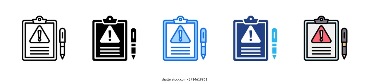 Conjunto de iconos de informe de incidentes Colección de estilos múltiples