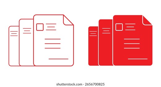 Hoja de iconos de informe de incidentes colección de varios estilos. diseño de iconos de documentos aprobados. Icono de línea de documento. Conjunto de iconos de documento de papel. Símbolo de archivo. Vector EPS 10