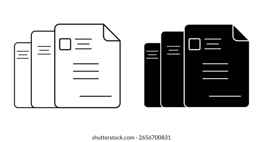 Hoja de iconos de informe de incidentes colección de varios estilos. diseño de iconos de documentos aprobados. Icono de línea de documento. Conjunto de iconos de documento de papel. Símbolo de archivo. Vector EPS 10