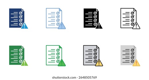 Ícones de relatório de incidente definem coleção de vários estilos de vetor