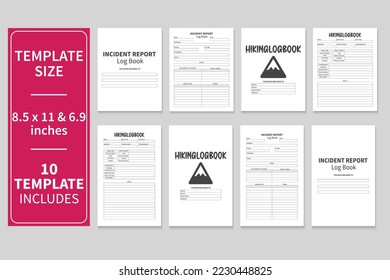 Incident Report Log Book Hiking Log Book and Journal or Mega Bundle	
