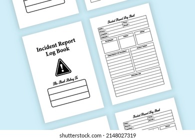 Incident Report Log Book Interior. Official Or Business Incident Tracker And Report Notebook Template. Interior Of A Journal. Incident Information And Witness List Checker Interior.