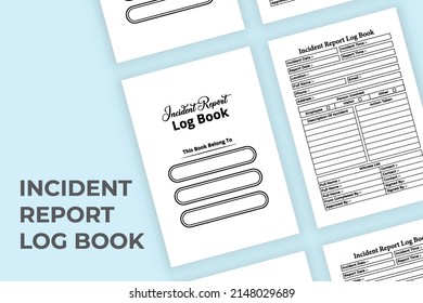 Incident report notebook interior. Incident information tracker and witness data notebook template. Interior of a journal. Incident report and description logbook interior.