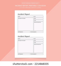 Incident Report Printable | Incident Report Journal | Incident Report Printable Log Book