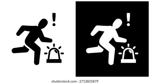 Icono De Respuesta Al Incidente Fijado En Fondo Blanco Y Negro