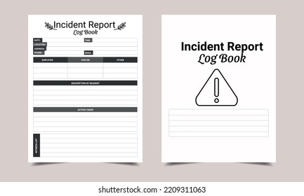 incidents report log book KDP Interior design. Printable logbook