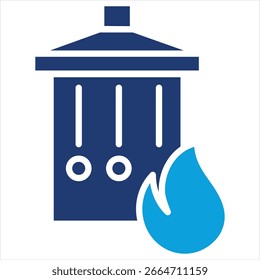Ilustración vectorial plana de iconos azules de incineración