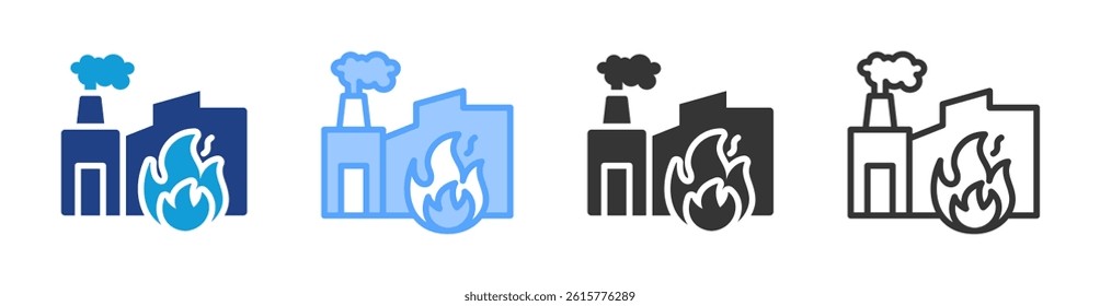Incineration icon set multiple style collection