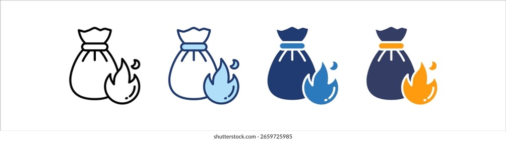 Conjunto de iconos de incineración Colección de estilos múltiples