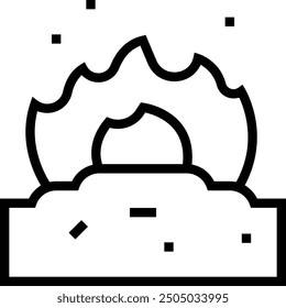 incineration icon. Thin linear style design isolated on white background