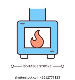 Incineration line color icon. Biomedical waste management. Burning furnace, flame. Disinfection method, disposal. Isolated vector illustration. Flat colorful symbol design. Editable stroke