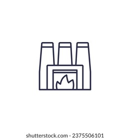 incineration plant line icon on white
