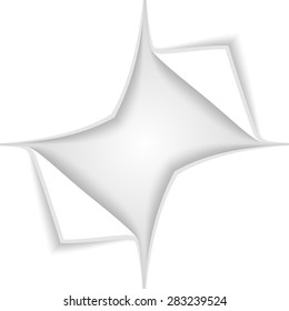 Incision on a paper with bent ends. Folded corners with free place for your