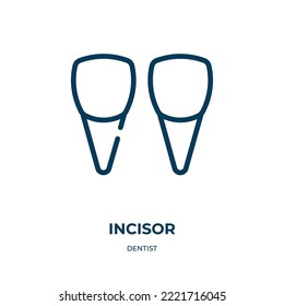 Icono de incitación. Ilustración vectorial lineal de la colección dentista. vector de icono de incisor de contorno. Símbolo de línea delgada para uso en aplicaciones web y móviles, logotipo, medios impresos.