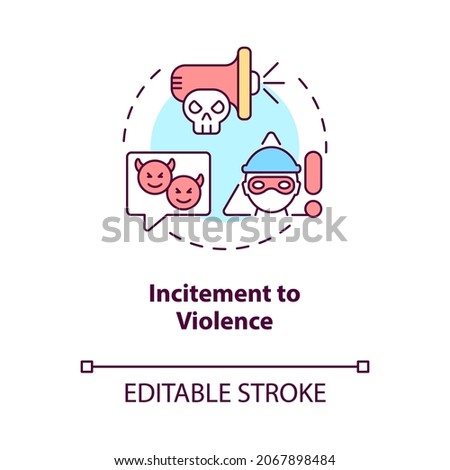 Incitement to violence concept icon. Non-protected speech type abstract idea thin line illustration. Encouragement to commit crime. Vector isolated outline color drawing. Editable stroke