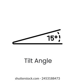 Inclination angle line vector icon with editable stroke