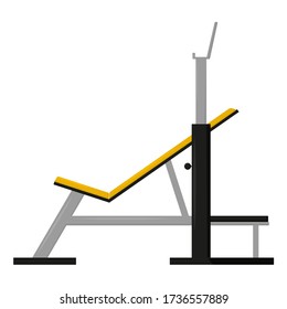 Incline barbell bench press. Exercise for the pectoral muscles with gym equipment. Bodybuilding and fitness exercises. Stock vector illustration isolated on white background 