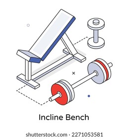 Icono isométrico del banco de inclinación, diseño editable 