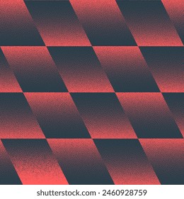 Incline Chevron Seamless Pattern Trend Vector Rojo Negro Fondo Abstractas. Ilustración de arte de medio tono de estructura de cuadros dinámicos inclinados. Fondo de pantalla de abstracción gráfica repetitiva. Textura de trabajo de puntos