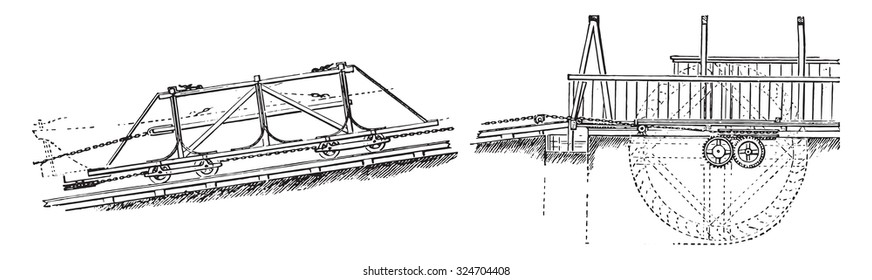 Incline Morris Canal, vintage engraved illustration. Industrial encyclopedia E.-O. Lami - 1875.
