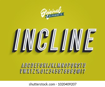 "Incline" Vintage 3D Inline Condensed Alphabet. Old School Retro Typography. Vector Illustration.