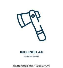 Inclined ax icon. Linear vector illustration from constructicons collection. Outline inclined ax icon vector. Thin line symbol for use on web and mobile apps, logo, print media.