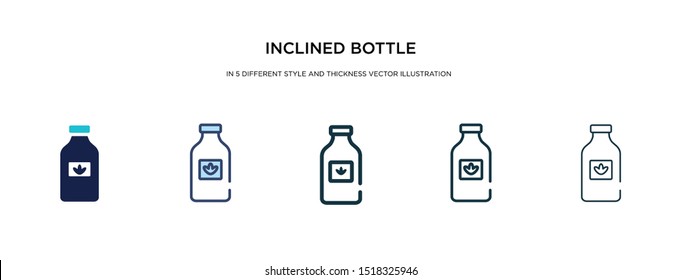 inclined bottle icon in different style and thickness vector illustration. two colored and black inclined bottle vector icons in filled, outline, line, stroke style can be used for web, mobile, ui