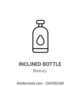Inclined bottle outline vector icon. Thin line black inclined bottle icon, flat vector simple element illustration from editable beauty concept isolated on white background