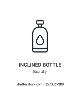 Inclined bottle outline vector icon. Thin line black inclined bottle icon, flat vector simple element illustration from editable beauty concept isolated on white background