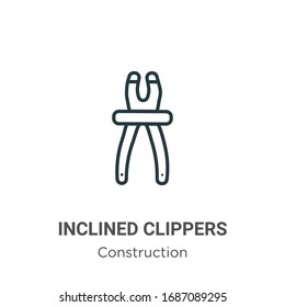 Inclined clippers outline vector icon. Thin line black inclined clippers icon, flat vector simple element illustration from editable construction concept isolated stroke on white background