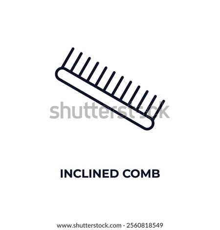 inclined comb outline icon. Linear vector from beauty concept. Thin line inclined comb icon isolated on white background