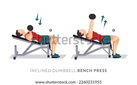 INCLINED DUMBBELL BENCH PRESS, Men GYM workout fitness, aerobic and exercises.