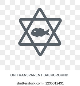 Inclined Fish icon. Trendy flat vector Inclined Fish icon on transparent background from Religion  collection. 