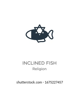 Inclined fish icon vector. Trendy flat inclined fish icon from religion collection isolated on white background. Vector illustration can be used for web and mobile graphic design, logo, eps10