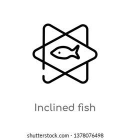 inclined fish vector line icon. Simple element illustration. inclined fish outline icon from religion-2 concept. Can be used for web and mobile