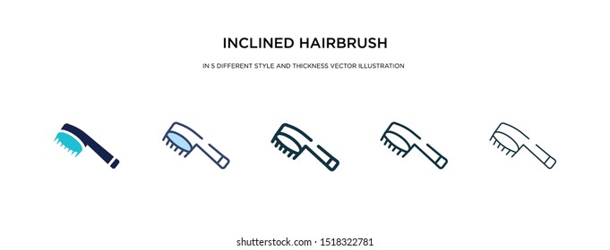 inclined hairbrush icon in different style and thickness vector illustration. two colored and black inclined hairbrush vector icons in filled, outline, line, stroke style can be used for web,