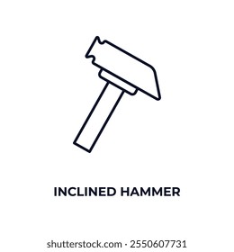 inclined hammer  outline icon. Linear vector from construction concept. Thin line inclined hammer  icon isolated on white background