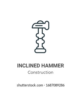 Inclined hammer outline vector icon. Thin line black inclined hammer icon, flat vector simple element illustration from editable construction concept isolated stroke on white background