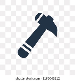 Inclined Hammer vector icon isolated on transparent background, Inclined Hammer transparency concept can be used web and mobile