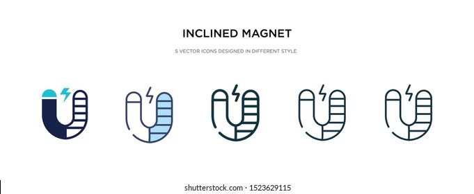 inclined magnet icon in different style vector illustration. two colored and black inclined magnet vector icons designed in filled, outline, line and stroke style can be used for web, mobile, ui