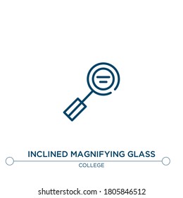 inclined magnifying glass vector line icon. Simple element illustration. inclined magnifying glass outline icon from college concept. Can be used for web and mobile
