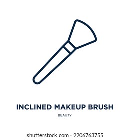 inclined makeup brush icon from beauty collection. Thin linear inclined makeup brush, makeup, inclined outline icon isolated on white background. Line vector inclined makeup brush sign, symbol for web