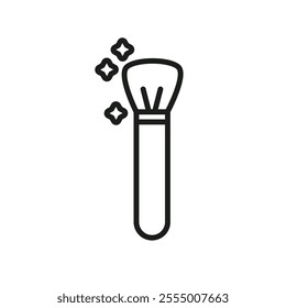 Inclined makeup brush icon Simple thin line flat symbol