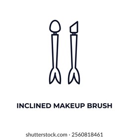 inclined makeup brush outline icon. Linear vector from beauty concept. Thin line inclined makeup brush icon isolated on white background