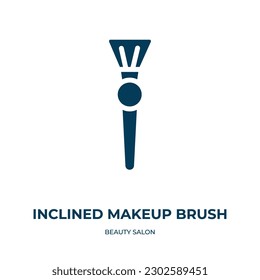 inclined makeup brush vector icon. inclined makeup brush, makeup, inclined filled icons from flat beauty salon concept. Isolated black glyph icon, vector illustration symbol element for web design and