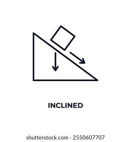 ícone de contorno inclinado. Vetor linear do conceito de construção. Ícone de linha fina inclinada isolado no fundo branco